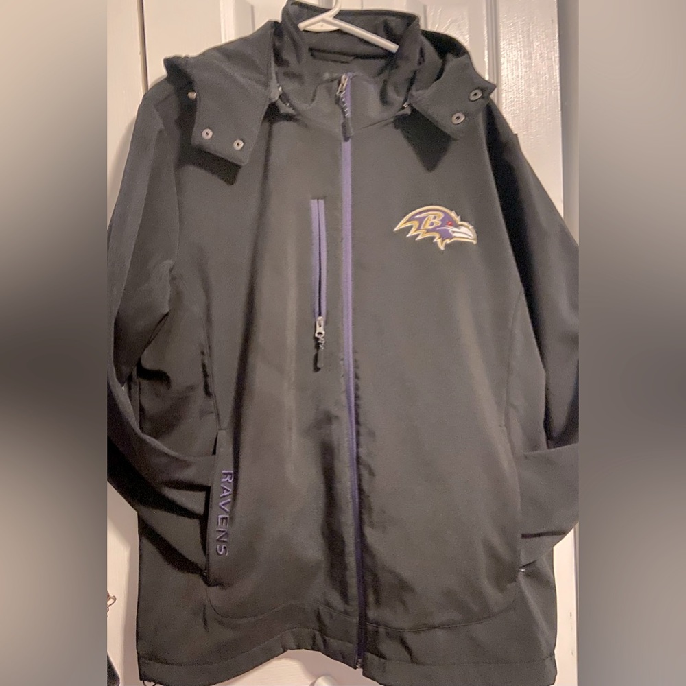 NFL Baltimore Ravens Full Zip Removable Hood Jacket Mens | Size XXL